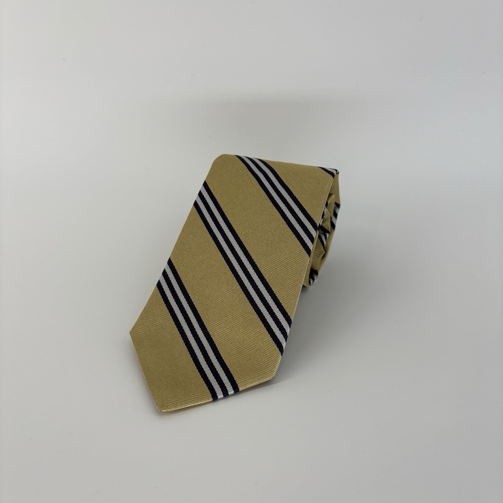 Brooks Brothers "346" Yellow Blue/White Striped All Silk Rep Tie